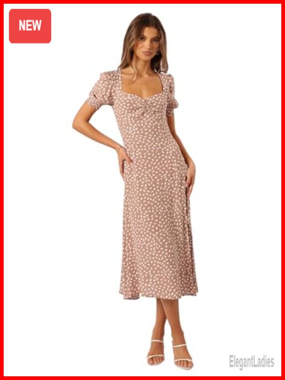 Petal & Pup Franklin Midi Dress Short Sleeve Ruched Bust Front Split